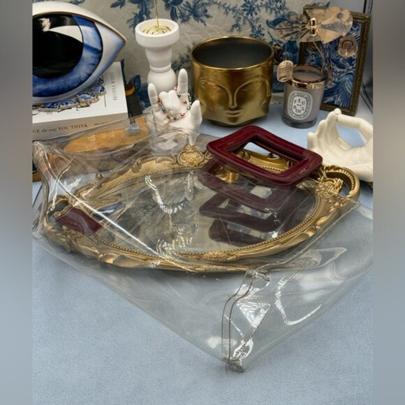 🆕 STAUD 🧿 NWOT Shirley Transparent Bag, Burgundy/Transparent *MISSING POUCH* - Picture 7 of 10